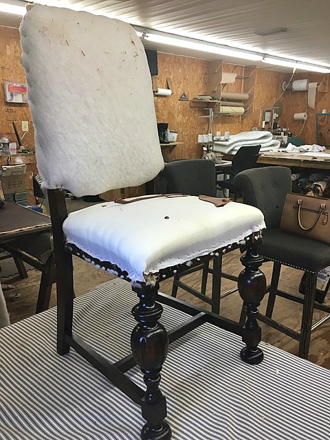 chair being reupholstered - Leslie Anne Tarabella blog
