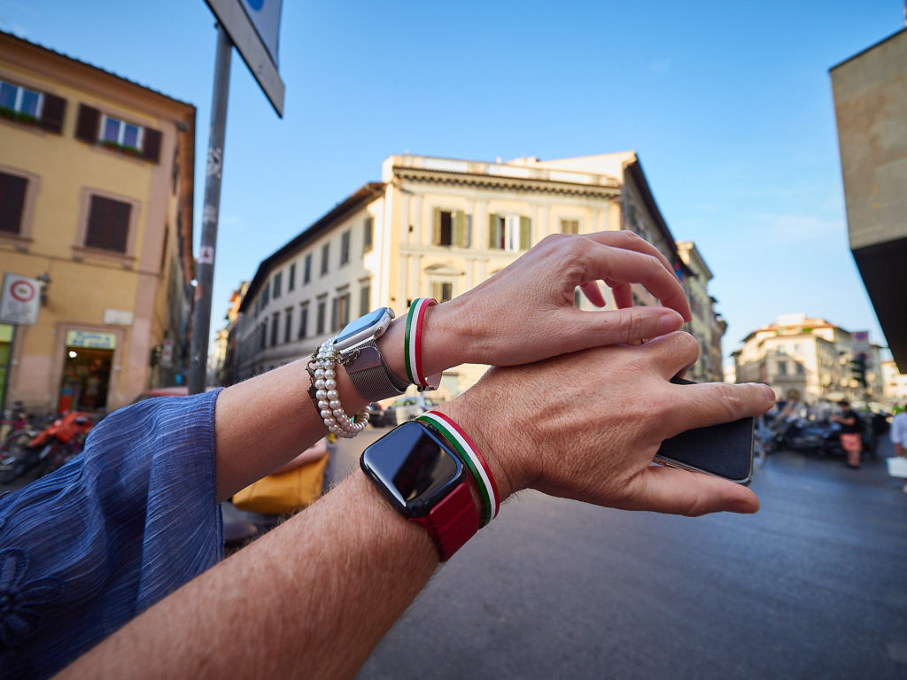 Italy - coronavirus. Red, White and Green bracelets. Florence, Italy 
